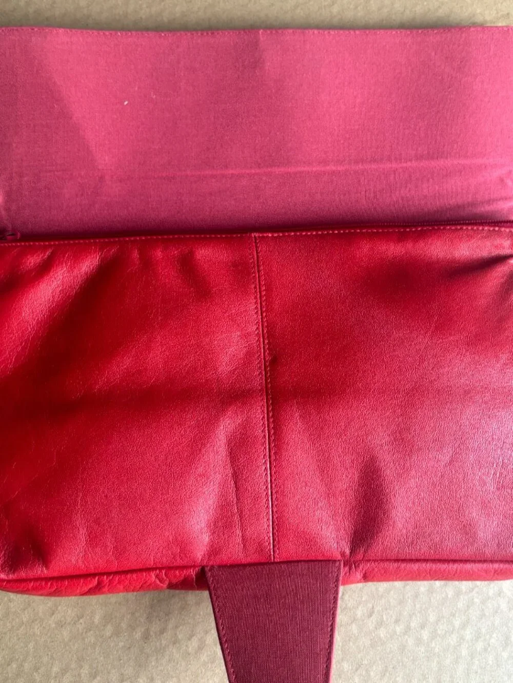 Retro Vintage 1980s Cherry Red Leather Clutch